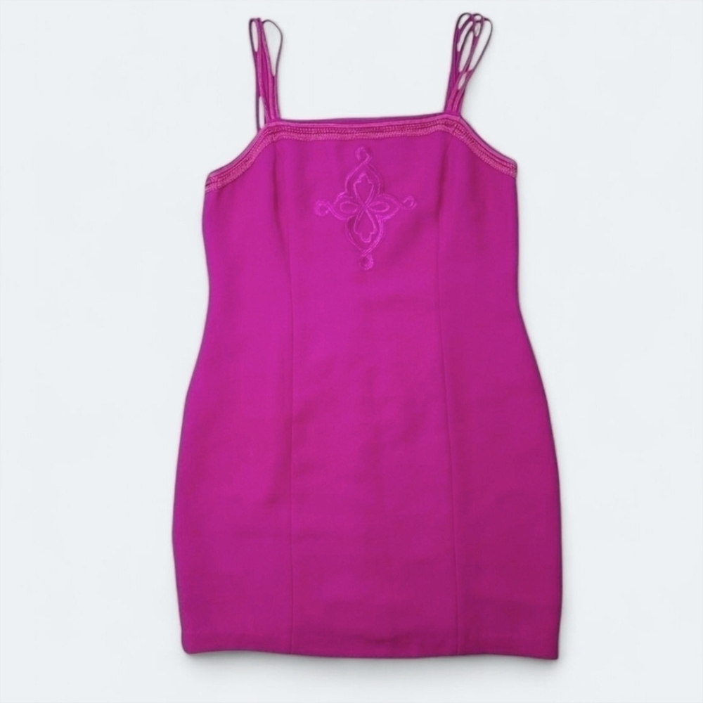 Andrea Jovine Fuchsia Strappy Mini Dress Curvy Fit Size 8